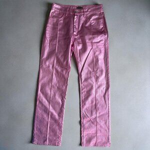 PRETTY LITTLE THING PTL Pink Metallic Straight Leg Pants Jeans Size US 6